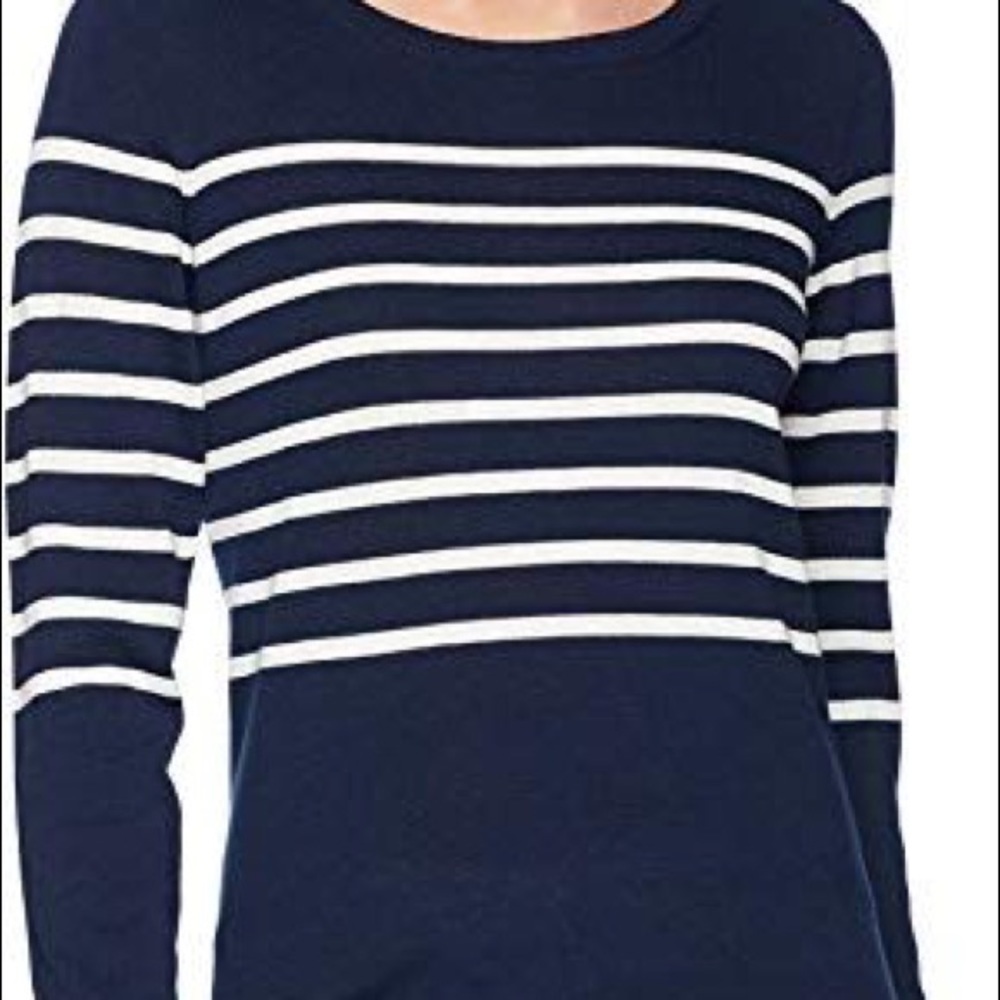 Amazon Essentials Navy Blue and White striped Sweater‎